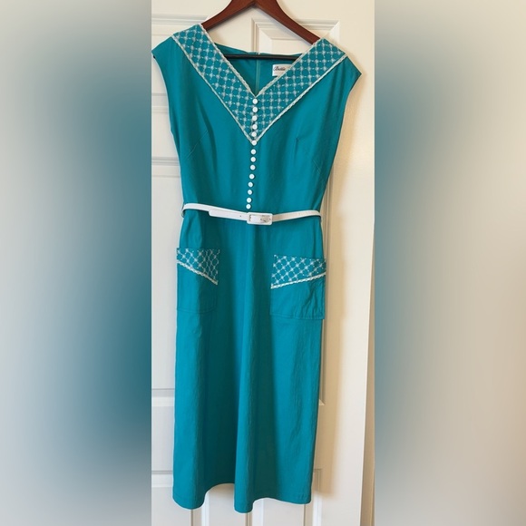 Bettie Page Retro Inspired Pin Up Dress Size Large - Picture 1 of 11